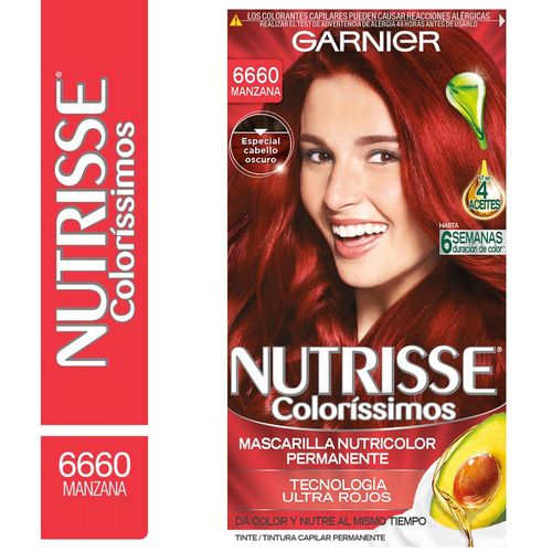 Kit Completo de Coloración Permanente Nutrisse Colorissimos Tono 6660 Manzana 45 gr