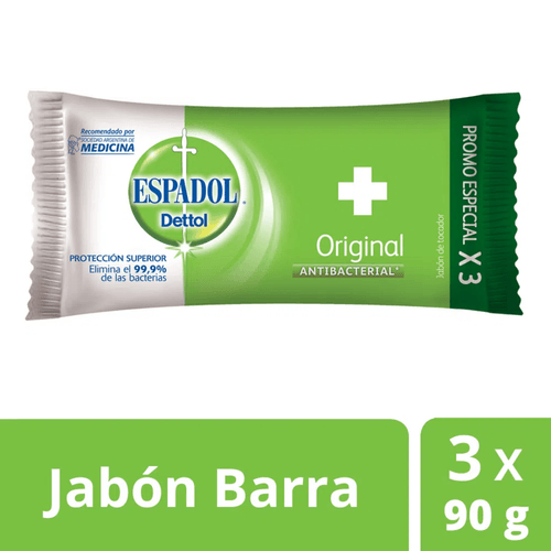 Jabón Antibacterial Espadol Dettol Original 3x90 g