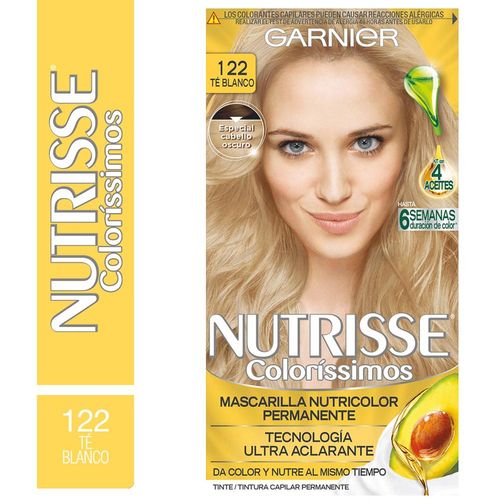 Kit Completo de Coloración Permanente Nutrisse Colorissimos Tono 122 Té Blanco 45 gr