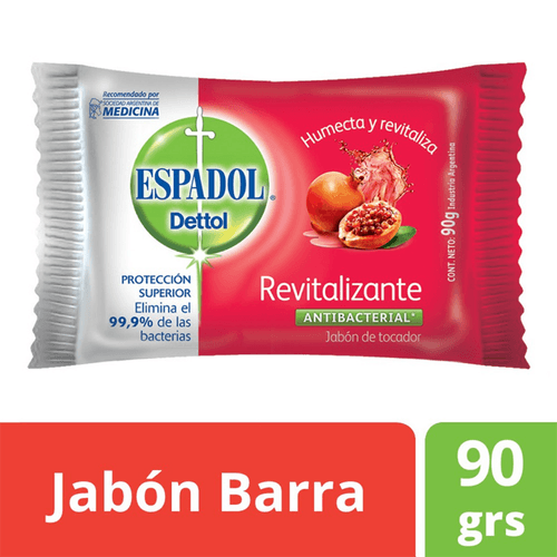 Jabón Antibacterial Espadol Dettol Revitalizante 90 g