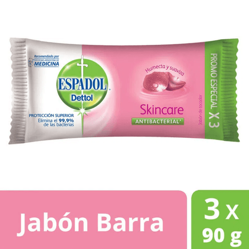 Jabón Antibacterial Espadol Dettol SkinCare 3x90 g