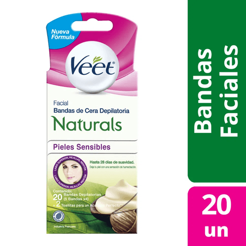 Bandas de Cera Depilatorias Veet Naturals Karité 20 unidades