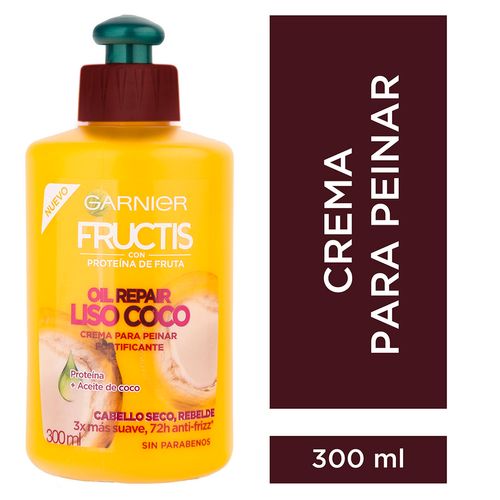 Crema Para Peinar Oil Repair Liso Coco Fructis Garnier 300Ml
