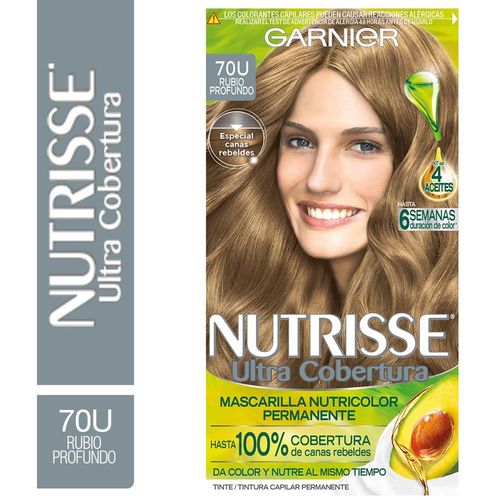 Kit Completo de Coloración Permanente Nutrisse Ultra Cobertura Tono 70 Rubio Profundo 45 gr