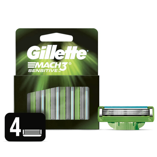 Hoja de Afeitar Gillette Mach3 Sensitive Cartucho 4 unidades