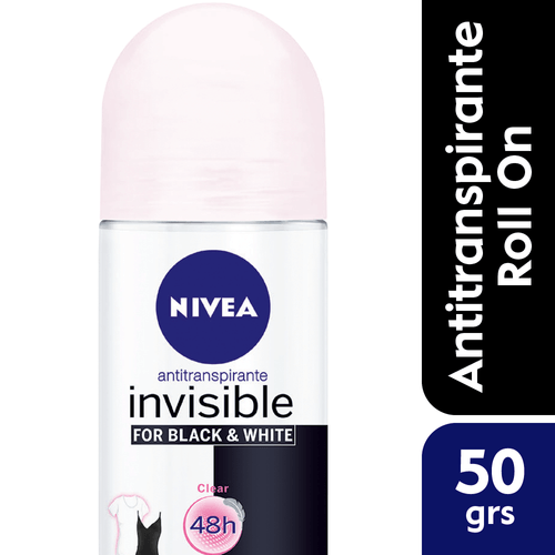 Desodorante Femenino Antitranspirante Nivea Invisible Black & White Clear Roll On 50ml