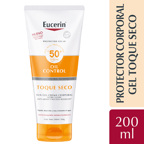 Eucerin Protector Solar Oil Control Toque Seco Gel-Crema Corporal FPS 50+ 200ml