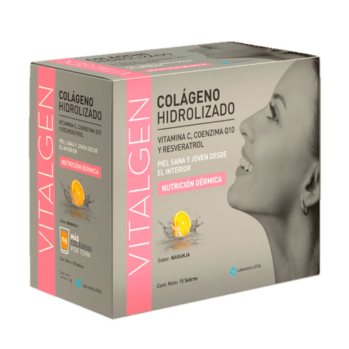 Suplemento Dietario Vitalgen Colágeno Hidrolizado Sabor Naranja 15 Sobres