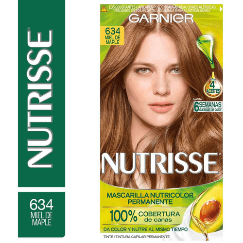 Kit Completo de Coloración Permanente Nutrisse Clásico Tono 634 Rubios Miel 45 gr