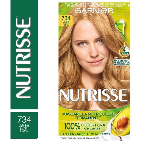 Kit Completo de Coloración Permanente Nutrisse Clásico Tono 734 Rubios Miel 45 gr