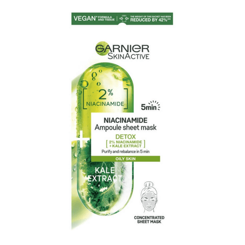 Ampolla en Mascarilla de Tela Garnier con Niacinamida y Kale 1 unidad