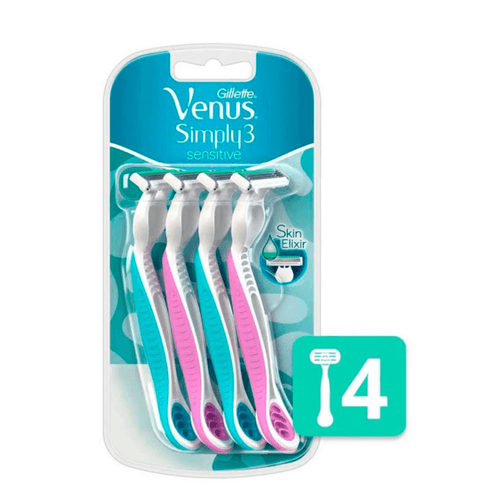 Máquina de Afeitar Venus Simply 3 Sensitive 4 unidades