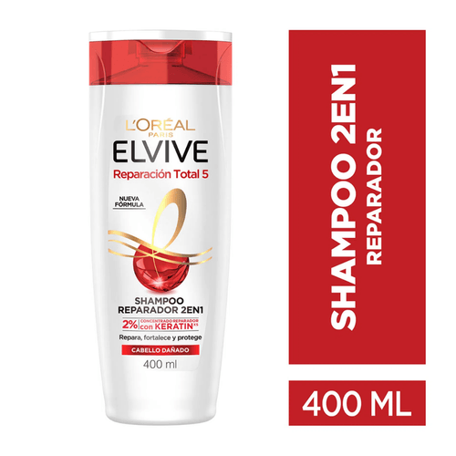Shampoo Reparación Total 5 - 2 en 1  Elvive 400 ml