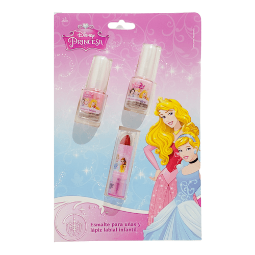 Set Disney 2 esmaltes + 1 lápiz labial princesas