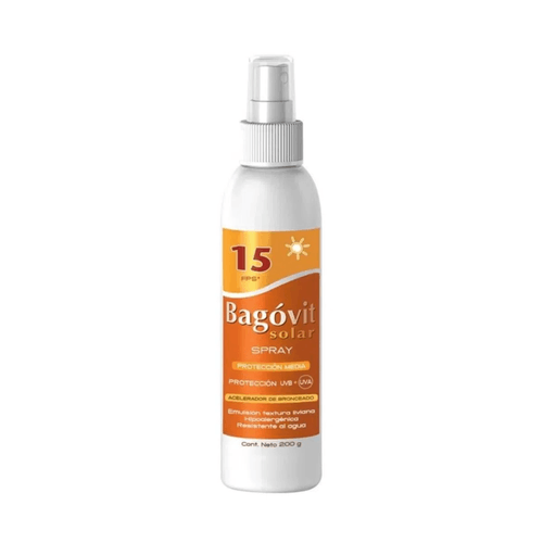 Spray Acelerador de Bronceado Bagovit FPS15 UV-B y 7 UV-A 200 g