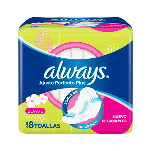 Toallitas Femeninas Always Ajuste Perfecto x8u.