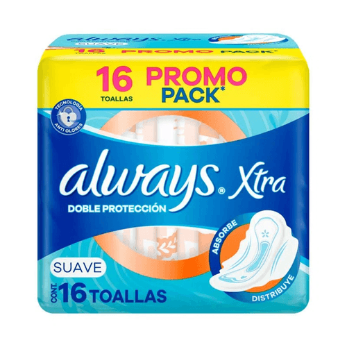 Always Toallas Femeninas Xtra Doble Protección x16u.