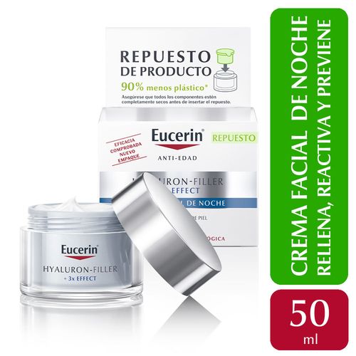 Eucerin Hyaluron-Filler + 3xEffect Repuesto de Crema Facial Antiarrugas de Noche x50ml