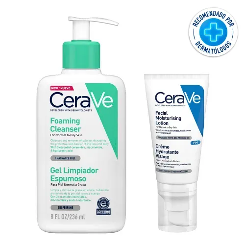 Combo Cerave Gel Limpiador Espumoso + Loción Rostro Noche
